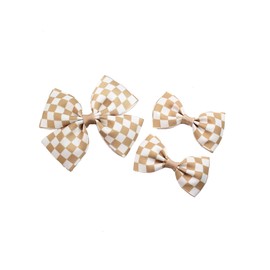 Plaid Hair Bow Clips Vintag Stripe Plaid Hair Barrettes Summer Bow Hair Pin BBG36 (3 Pcs-Set D)