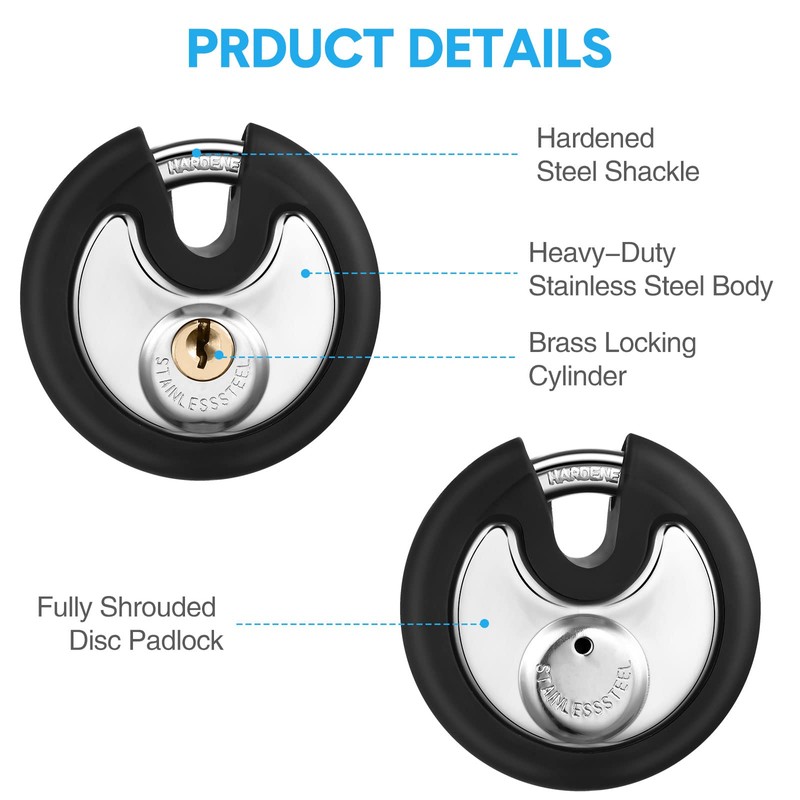 Chumia 10 Pack 70 mm Keyed Alike Padlocks Outdoor Round