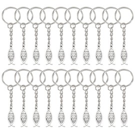 HOBBIESAY 40Pcs Jesus Fish Keychains 3.15 Inch Silver Fishes Keychain Christian Jesus Fish Keychain Charms for Women Men Key Decoration Gifts