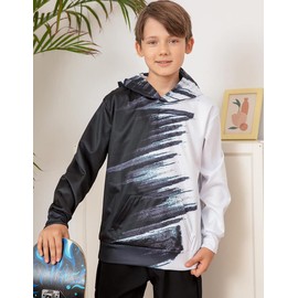 Black White Hoodies for Kids School Clothes Boys 3D Printed Pullover Hooded Sweatshirt Casual Graphic Tracksuit 8-11 Years