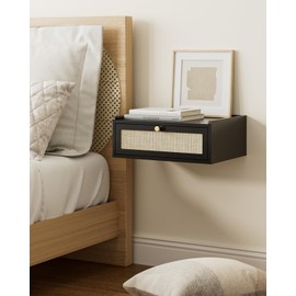 AEPOALUA Floating Nightstand,Wall Mounted Night Stand with Drawer,Small Floating Shelves,Floating Wood Bedside Table for Bedroom、Living Room、Bathroom