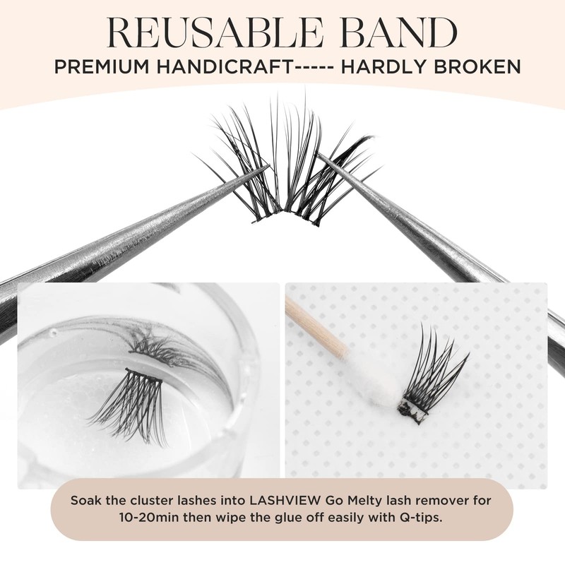 LASHVIEW Pack of 144 Cluster Lashes, DIY Cluster Eyelash Extensions,