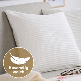 Blumtal Set of 2 Cushion Covers, 60 x 60 cm, Corduroy Decorative Cushion Covers with Hidden Zip, Sofa Cushion, Couch Cushion or Decorative Cushion, White