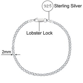 Savlano 925 Sterling Silver 2MM Bismark Chain Mesh Link Anklet for Women Comes in 9"-10" inches with Gift Box - Made in Italy