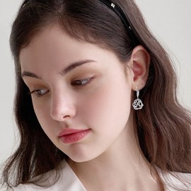 TOUPOP Heart Initial Earrings Gifts for Women Sterling Silver Initial A Letter Earrings Double Heart Love Dangle Drop Jewelry Birthday Gifts for Women Wife Mom Her
