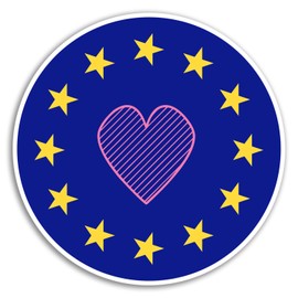 2 x 10cm Love Heart EU Flag Vinyl Stickers - Cute Europe Brexit Sticker #18130 (10cm Wide)
