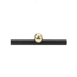 SagaSave Matte Black Cabinet Handles Aluminum Alloy Cabinet Handles ong Cabinet Handles with Golden Shinning Hammered Sphere for Door, Cupboard, 128mm/5.03"