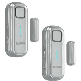 Daytech Refrigerator & Freezer Door Alarm - Adjustable 1-4 Minute Delay, 0-120dB Adjustable Siren, Door/Window Sensor for Home or Business (2 Pack, Grey)