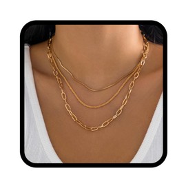 Handcess Boho Necklace Gold Layered Necklaces Beach Choker Necklace for Women and Girls, Leather or pewter