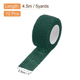 MECCANIXITY 12 Pack Elastic Cohesive Bandage Wrap 1 Inch x 5 Yards Breathable Self Adhesive Athletic Tape Roll Deep Green for Sports Wrist Ankle Support