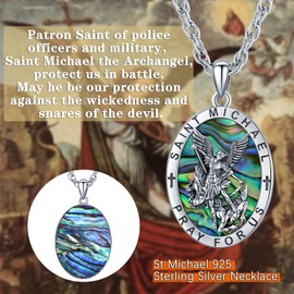 Odinstone Saint Michae/Saint Christopher Necklace, Sterling Silver 925 Pendant Men's Religious Jewellery for Men Women, Sterling Silver, No Gemstone