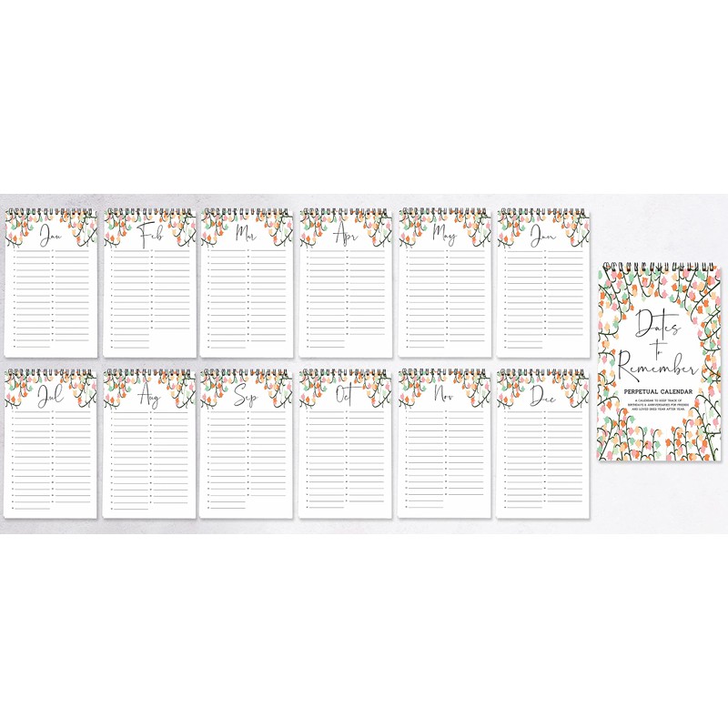 Inkdotpot Floral Perpetual Calendar, Important Dates to Remember- 6x9 Monthly