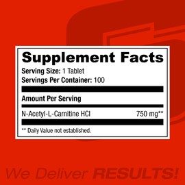 Alcar 750 - Pure Acetyl L-Carnitine for Energy, Focus, and Fat Metabolism 100 Servings