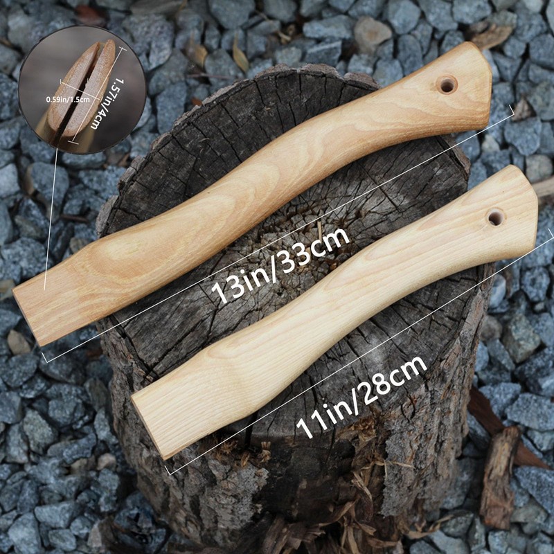 Axe Handle Replacement, 13in+11in Hickory Hatchet Handle Replacement for Camping