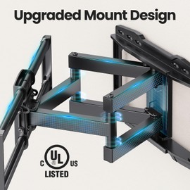 USX STAR USX STAR UL Listed Full Motion TV Wall Mount Bracket for Most 37-86 inch TVs, Swivel Tilt Extension Level TV Mount, Max VESA 600x400mm, Holds up to 132lbs & 16" Wood Studs with Hole Drilling Template