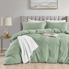 KASYLAN Duvet Cover Set - Washed Microfiber Bedding Set with Zipper Closure, Soft and Comfortable with Pillow case - Bedding Quilt Cover Set (Double, Aqua)