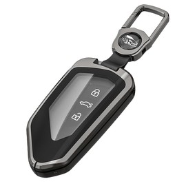 Car Key Case for VW, Key Case Compatible with Golf 8 MK8 ID.3 ID.4 Cupra Skoda Octavia A8 Seat Leon MK4 Tarraco Ateca 3-Button Car Key Cover with Key Fob (Black)