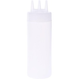 Dwang White Squeeze Bottle,3 Hole Squeeze Bottle Condiment Dispenser Sauce Vinegar Oil Ketchup Cruet Bin Condiment Squeeze Bottles