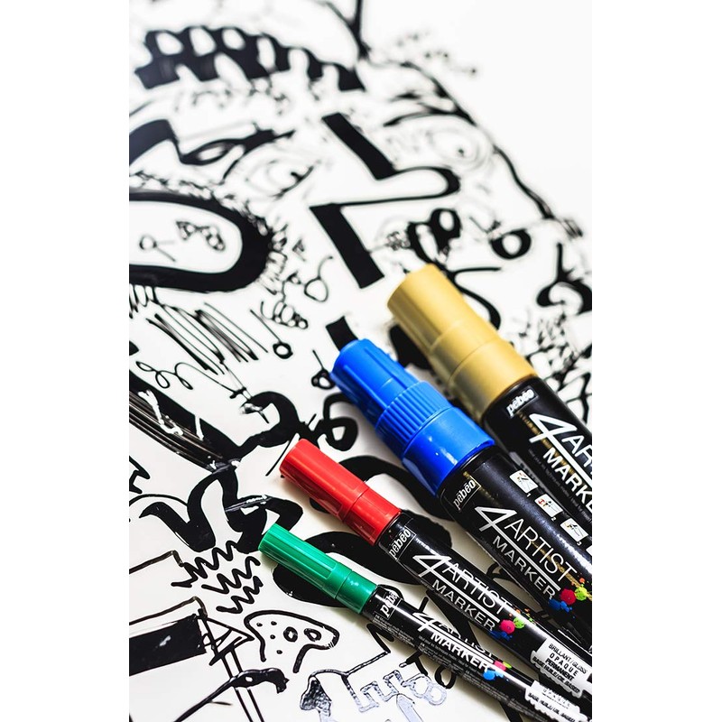 Pebeo 4 Artist Markers, Metal, Grey, 0.1 x 0.1 x