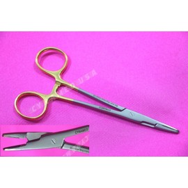 1 Each German Stainless TC Olsen HEGAR Needle Holder 5.5 Inches Serrated with Tungsten Carbide Inserts