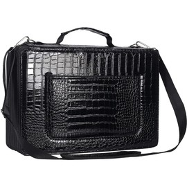 Shulaner 500 Slots Colored Pencil Case with Zipper Closure Crocodile Pattern Large Capacity Pencils Bag Waterproof PU Leather Pen Organizer Storage Holder for Artist (Black Croco, Small Slots)