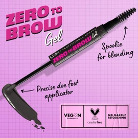 NYX Professional Makeup, Zero To Brow, Gel de Cejas con Color, Tono Black