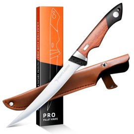 PURPLEBIRD Fillet Knife for Fish 7" with Sheath, 440C Stainless Steel Boning Knife for Meat Cutting with Wood Handle, Fish Fillet Knives Kitchen & Outdoor for Fishing, Hunting, BBQ, Christmas Gifts