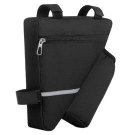 Bicycle Frame Bag, 1 Piece Bike Packing Bags with Drink Holder and Reflective Strips, Bicycle Triangle Bag, Waterproof Bag, Suitable for Mountain Bikes, Road Bikes, Black (N)