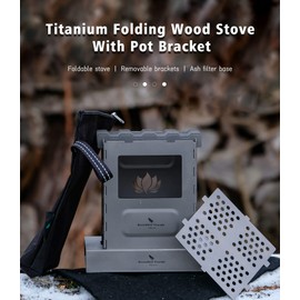 Boundless Voyage Outdoor Titanium Folding Wood Stove With Pot Bracket Foldable Camping Multi-Fuels Stove Portable Collapsible Charcoal Burner Furnace