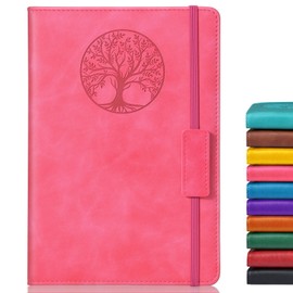 Biuwory Lined Journal Notebook for Women Men,256 Pages A5 Hardcover Leather Journals for Writing,Travel,Business,Work & School,College Ruled Notebooks for Note Taking,Diary Notepad 5.7"×8.3"(pink)
