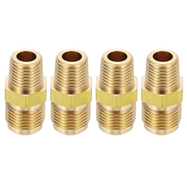 PATIKIL 3/8" Flare to 1/4" NPT Male Half-Union Brass Pipe