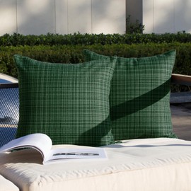 Kevin Textile Pack of 2 Decorative Outdoor Waterproof Throw Pillow Covers Stripe Square Pillowcases Modern Cushion Cases for Patio Couch Bench 20 x 20 Inch Yellow