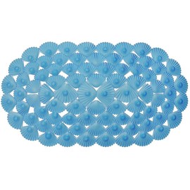 Linfevisi Bathtub Mat Non Slip, Oval Bath Mat for Tub with Suction Cups and Drain Holes, Machine Washable Tub Shower Mats for Bathroom 27 x 15 Inches, Phthalate Latex Free (Blue)