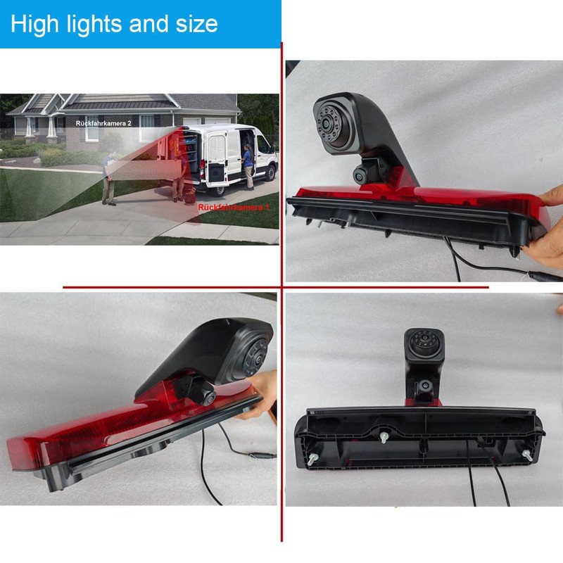 HD Auto Transporter Caravan Van Brake Light Roof Rear View