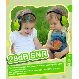 ZOHAN 032 Kids Noise Cancelling Headphones - 25dB NRR Kids Ear Protection, Hearing Protection Safety Ear Muffs for School Monster Truck Fireworks Traveling Studying Concerts Autism - Green