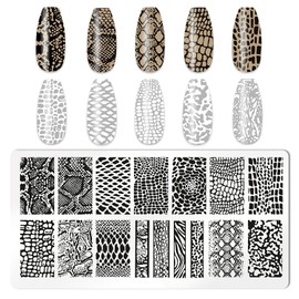 MOLILON 5pcs Nail Stamp with Nail Stamper and Scraper, Leopard & Snake Print Nail Stamping Plates Nail Art Stamp Nail Stamps Plates Nail Stencils Template for DIY Nail Art Accessories