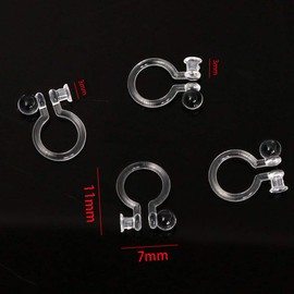 50 Pcs Clear Plastic Clip-on Earring Base Plastic Clear Tiny Stud to Clip on Earring Converter for Non-Pierced Ears DIY Earring Making Accessary(Hole distance 2.5mm)