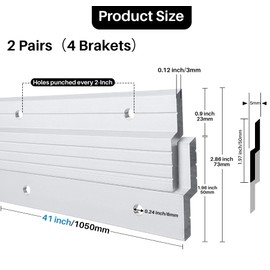 2-Pairs Heavy Duty 41 inch Aluminum Alloy French Cleat Hanger, Z Bar Clips Mount for Mirror and Picture, 500-Pound Max Load Secure Wall Mounting Interlocking Brackets Z-Hangers, Hardware Include