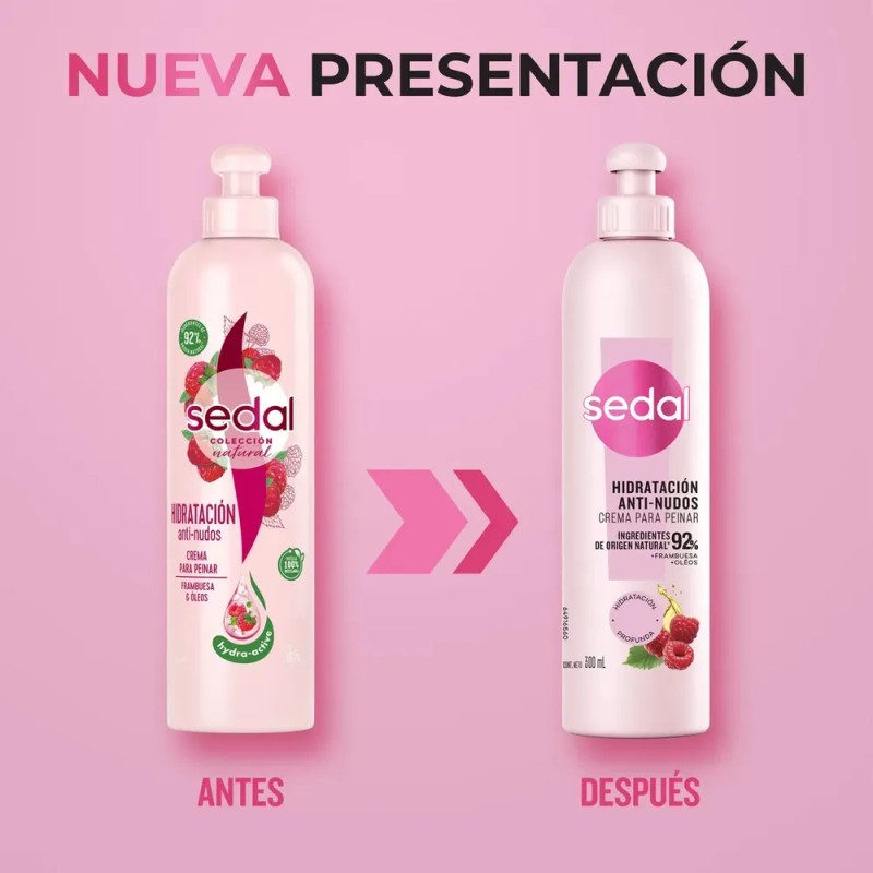 Crema Para Peinar Sedal Recarga Natural Anti Nudos, De 300ml