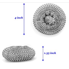 Decohomeforu Paquete de 6 esponjas grandes de acero inoxidable, estropajos de lana de acero, bolas de limpieza utilizadas para platos, ollas, sartenes, parrilla, hornos y lavabo, cocina limpia, baño, restaurante (40 g de peso)