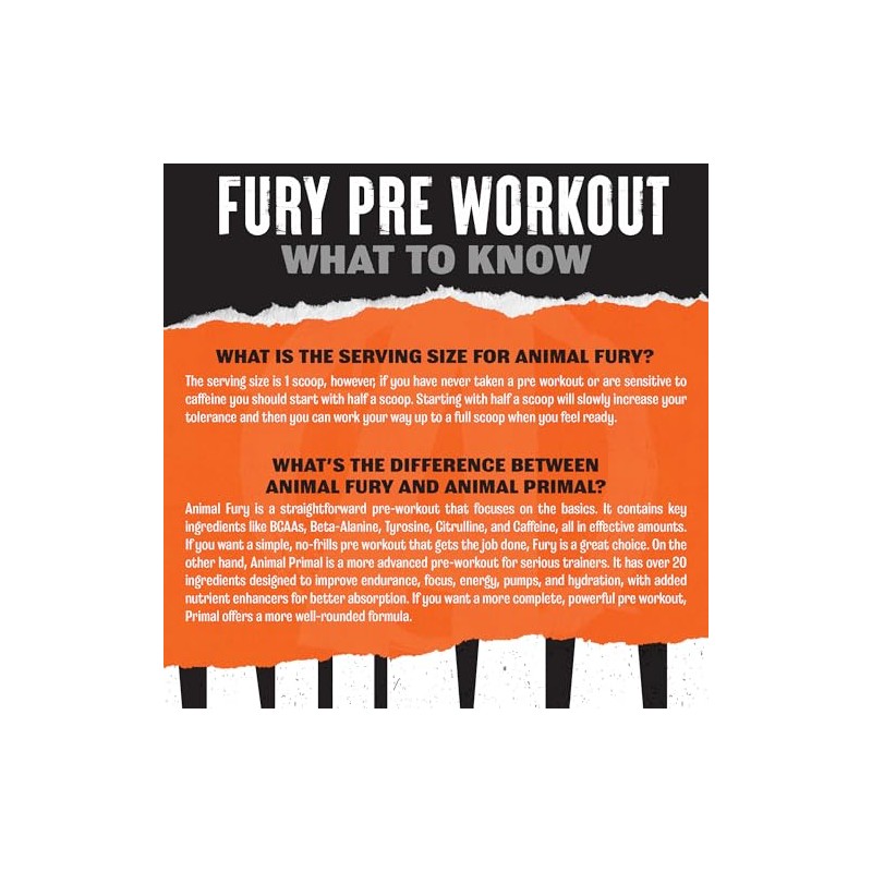 Animal Fury - Pre Workout Powder Supplement for Energy and