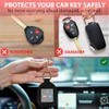 Leather Car Key Fob Cover Sleeve Protector with Keychain