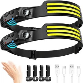 USB Rechargeable COB LED Induction Headlamp With 1200mAh Built-in Battery Head Flashlight