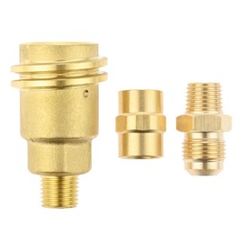 Aupoko QCC1 Nut Propane Gas Fitting Adapter Kit, Propane Gas Fitting Adapter includes 1/4" x 1/4" NPT Coupler and 3/8" Flare x 1/4" Male Fitting(3Pcs, Brass)