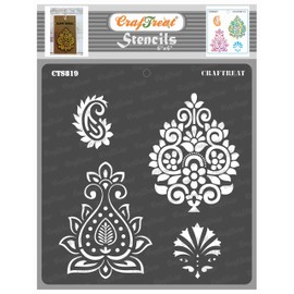 CrafTreat Reusable Indian Motifs Stencil 6x6 Inch for Painting on Wood, Canvas, Paper, Fabric, Floor, Wall and Tile | DIY Art and Craft Stencils