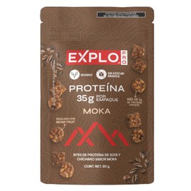 EXPLO PRO Bites Proteína Moka Sin Azúcar | 35g Proteína Vegetal | Con Café Real | 80g | Low Carb | Snack Proteico Post-Entrenamiento