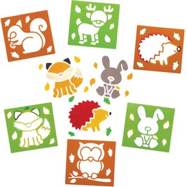 Baker Ross AW896 Woodland Animal Stencils, Arts and Crafts for Kids (Pack of 6), Brown & Green