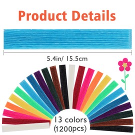 Yihurlm 1200 Pcs Wax Craft Sticks, 13 Colors, Bendable, Sticky, Wax Yarn Sticks with Storage Box for Art Supplies, Crafts, DIY Projects