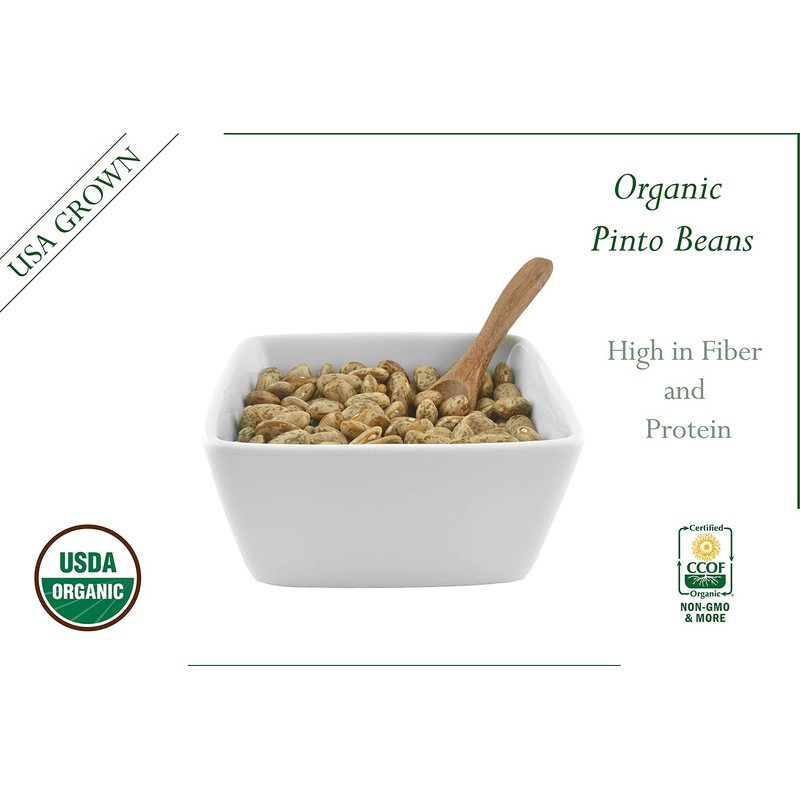 Certified Organic Pinto Beans Raw non-GMO Vegan Bulk (5LB)