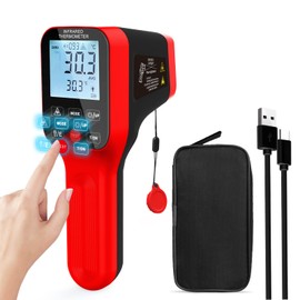 Pyrometer -58°F to 2912°F High Temp Infrared Thermometer Gun, Rechargeable Non-Contact Thermometer with DS=30:1, Laser Thermometer with Adjustable Emissivity, Backlight for HVAC Pizza Oven-AP-1600